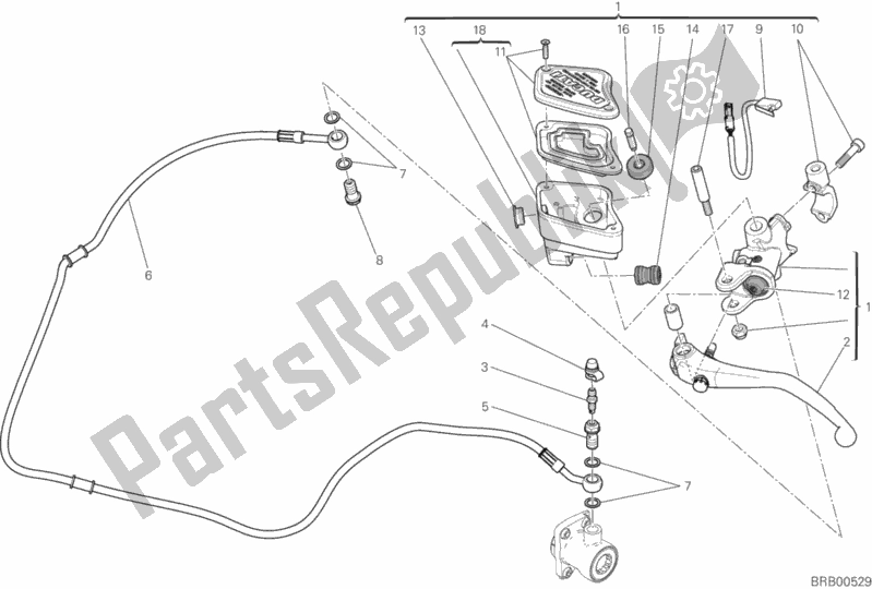 All parts for the Clutch Master Cylinder of the Ducati Diavel Xdiavel Sport Pack Brasil 1260 2017